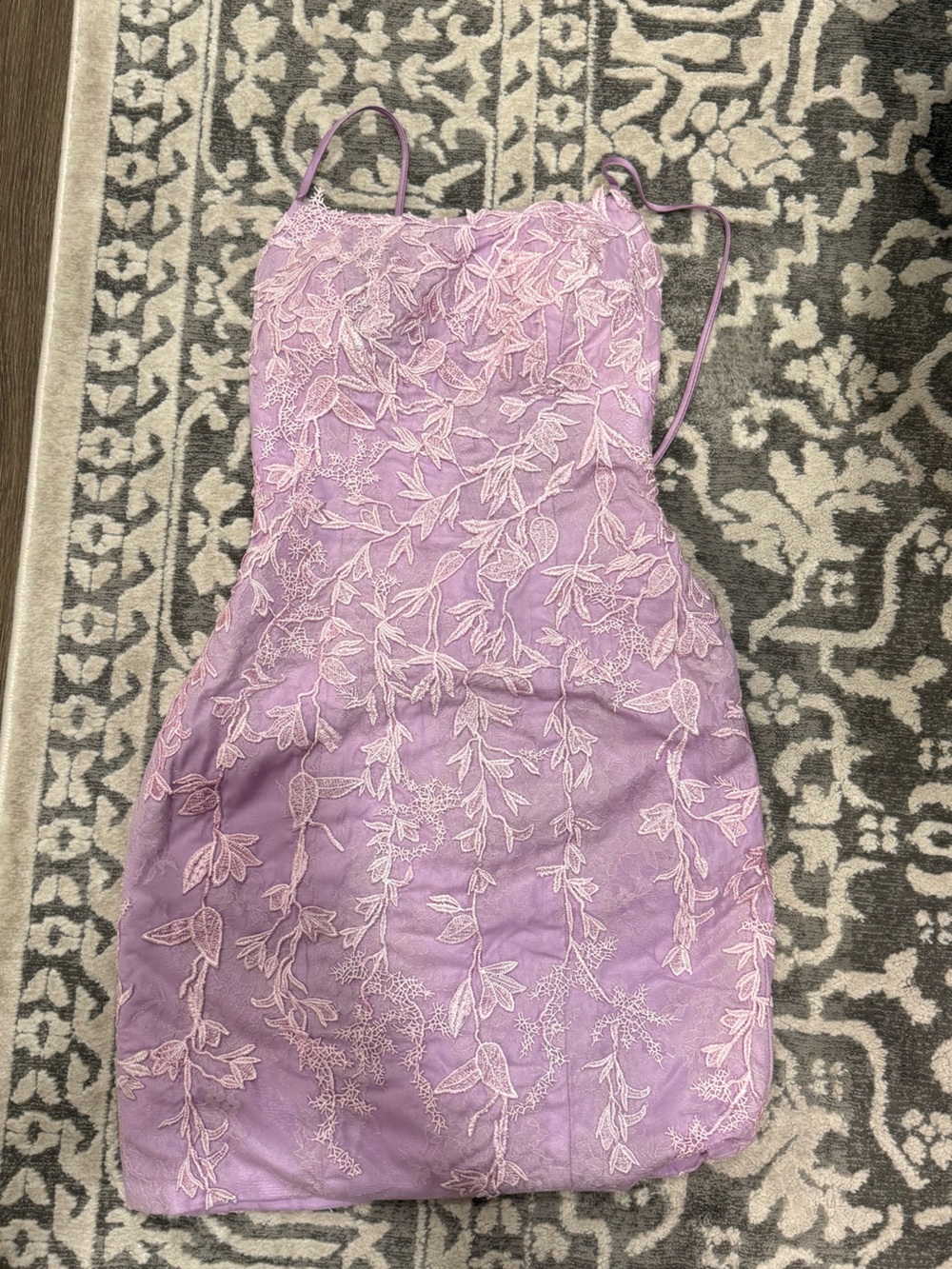 Lavender Embroidered Spaghetti Strap Dress